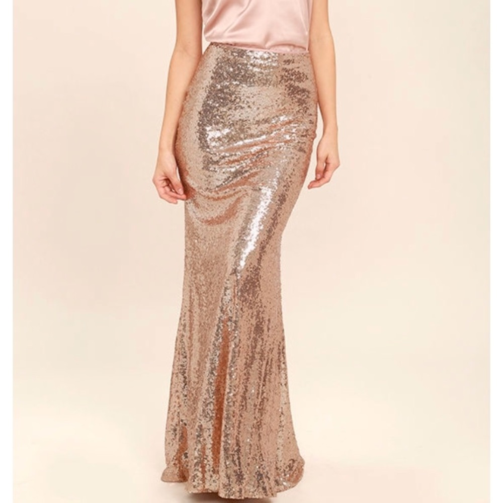 Maniju || Gold Sequin Mermaid Maxi Dress